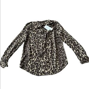 Banana Republic Factory NWT Animal Print Blouse With Neck Sash